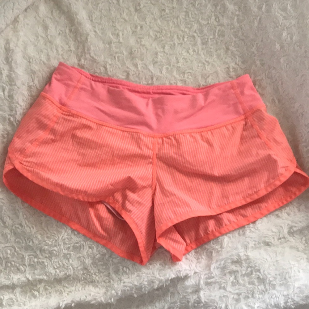 Peach lululemon speed shorts